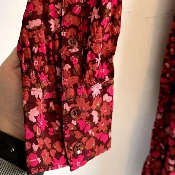 Free Assembly Women's Floral Button-Down Shirt Dress - Small - Picture 9 of 13
